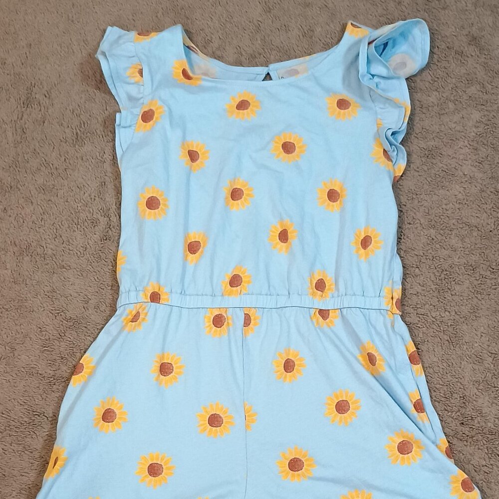 Old Navy/Flutter Sleeve Romper/Girls XL 14-16/Blue Sunflower Floral NWOT**